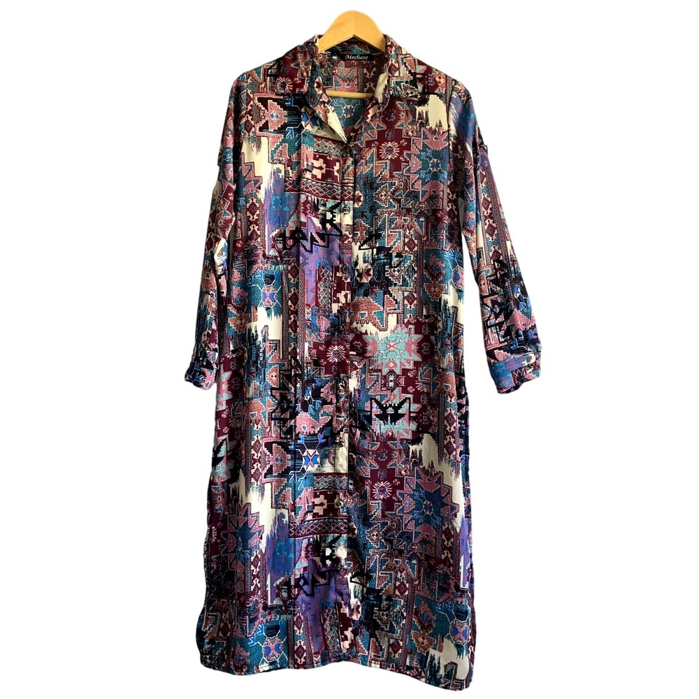 Mechant Boho Duster Women Medium Long Kimono Button Front *